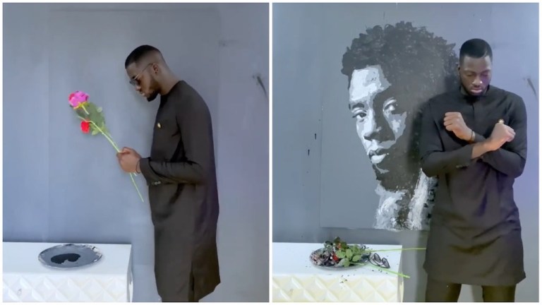 Flower Painted Portrait Chadwick Boseman