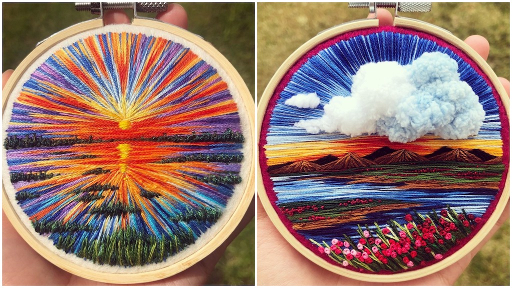 Hoop Embroidered Landscape Scenes