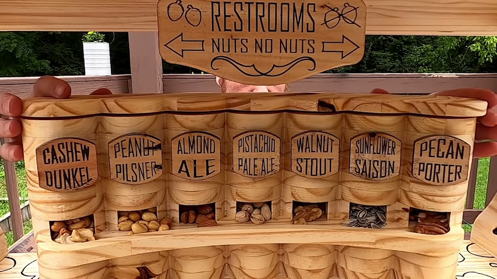 Ohio Woodworker Builds Beautiful Curved Backyard Bar for Squirrels With