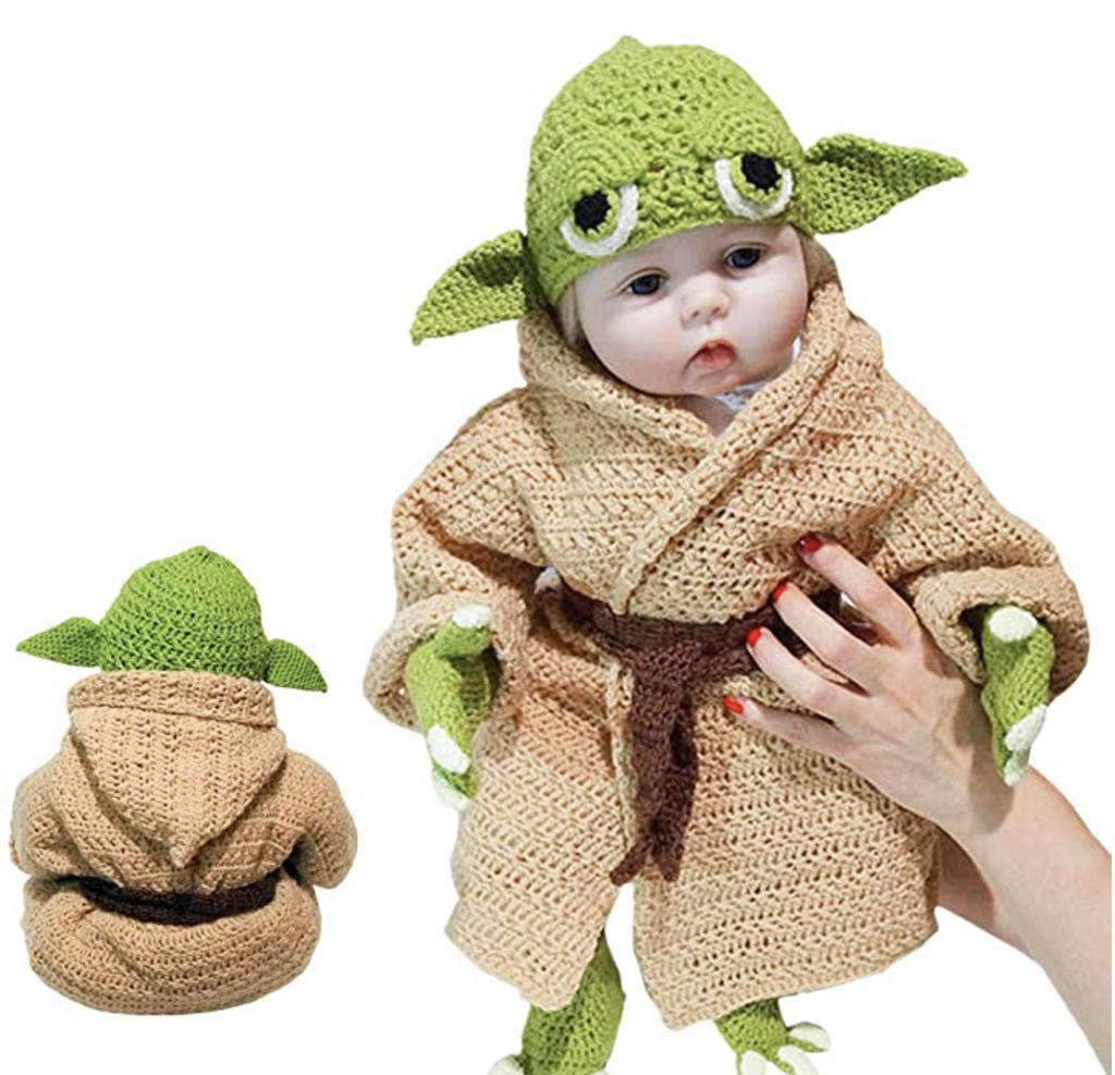 An Adorable HandKnit Baby Yoda Costume for Infants