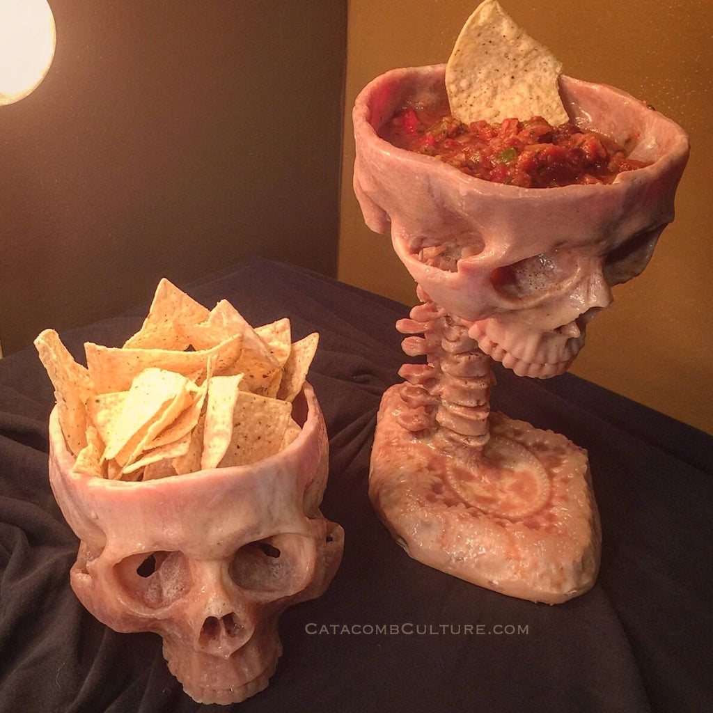 Human Skull Bowl Chips and Salsa