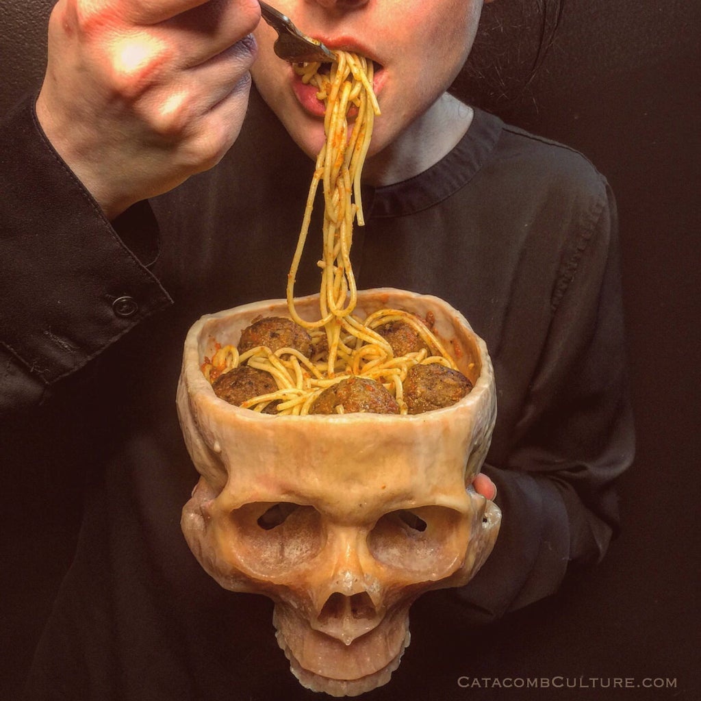 Human Skull Bowl Spaghetti