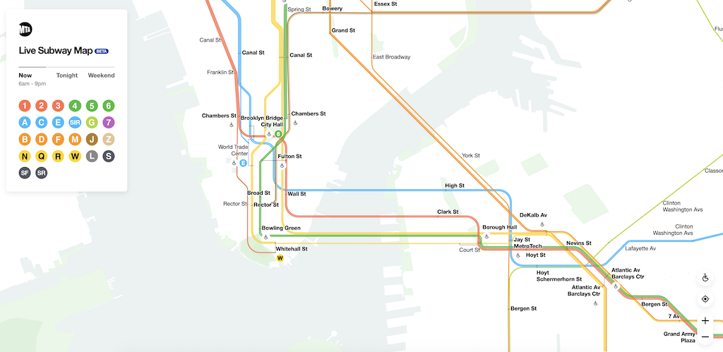 Live NYC Subway Map Downtown Brooklyn