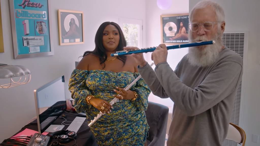 Lizzo and Letterman play the flute