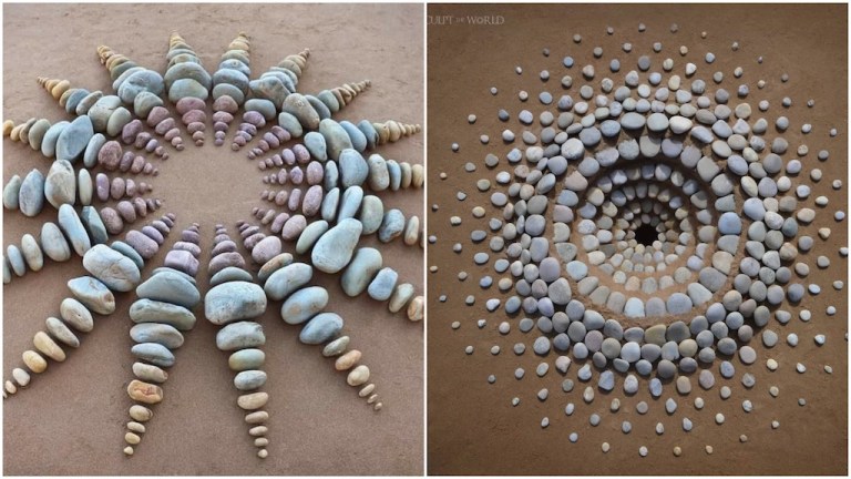 Artfully Arranged Beach Sculptures