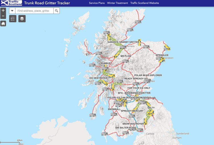 Scotland Trunk Road Gritter Tracker