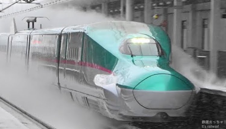 Japanese Bullet Train in the Snow