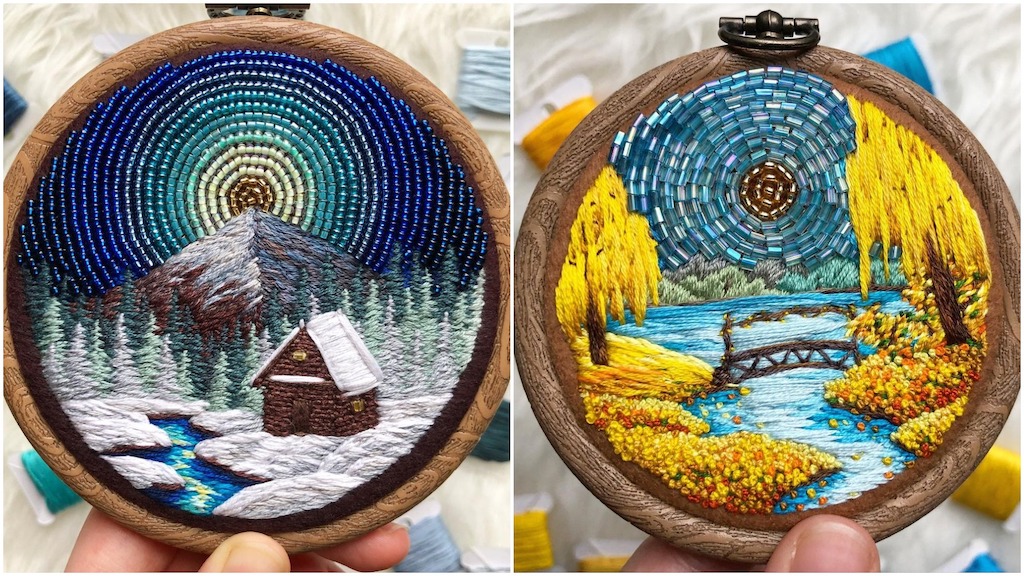 Realistic Beaded Embroidery Nature Vignettes