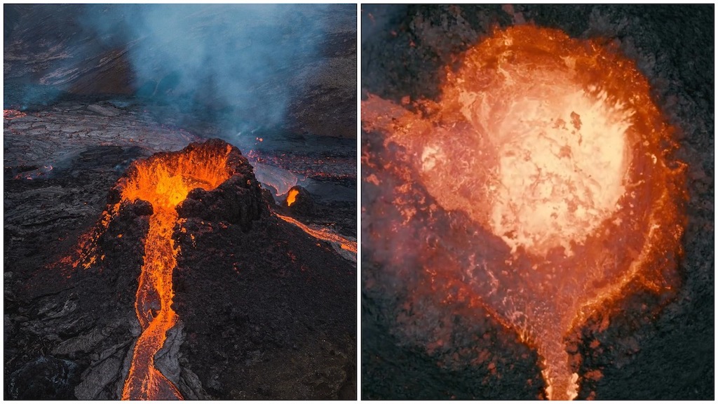 Melted Drone Iceland Volcano