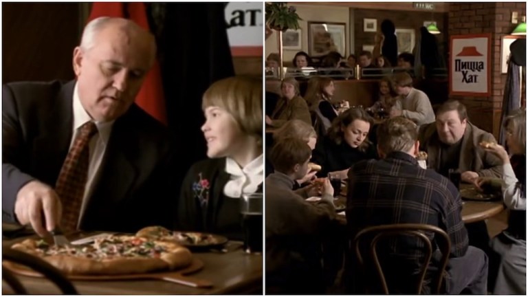 Mikhail Gorbachev and Granddaughter Pizza Hut