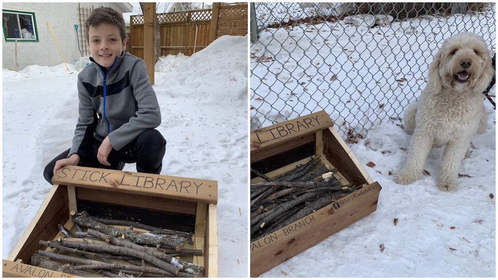 Dad and Son Build Stick Libraries For Local Dog Parks