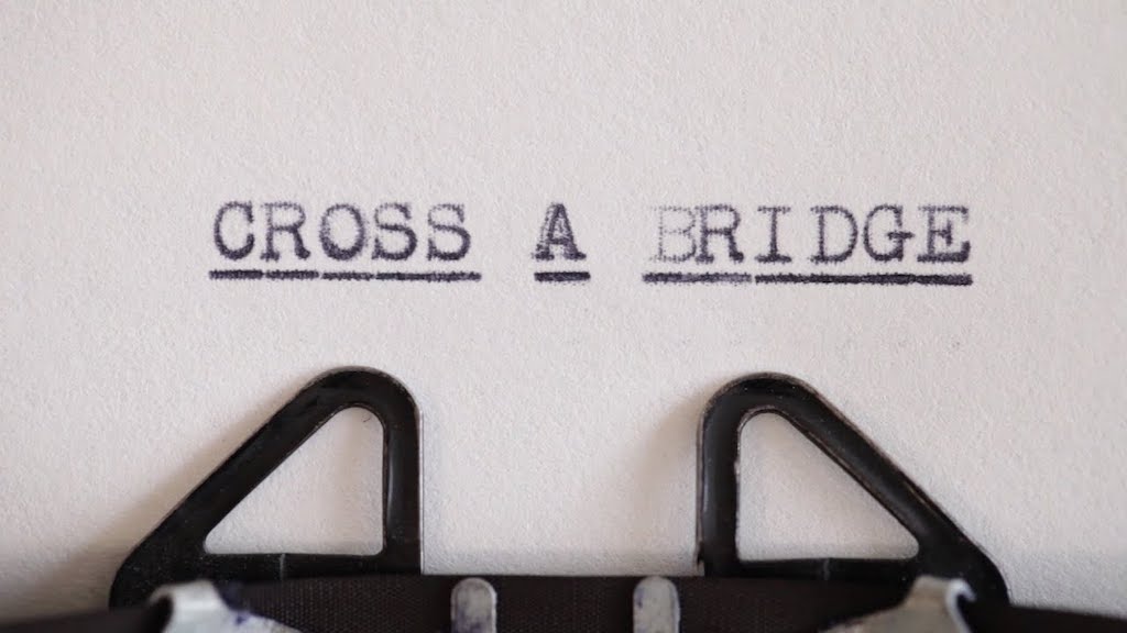 Cross a Bridge Typewriter Illustration