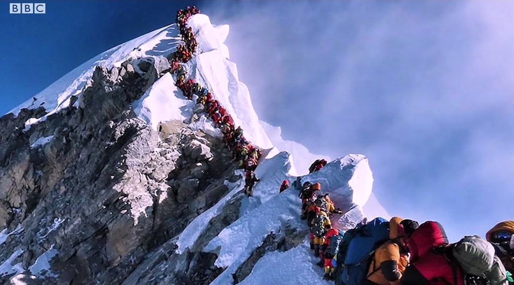 Queuing on Mount Everest