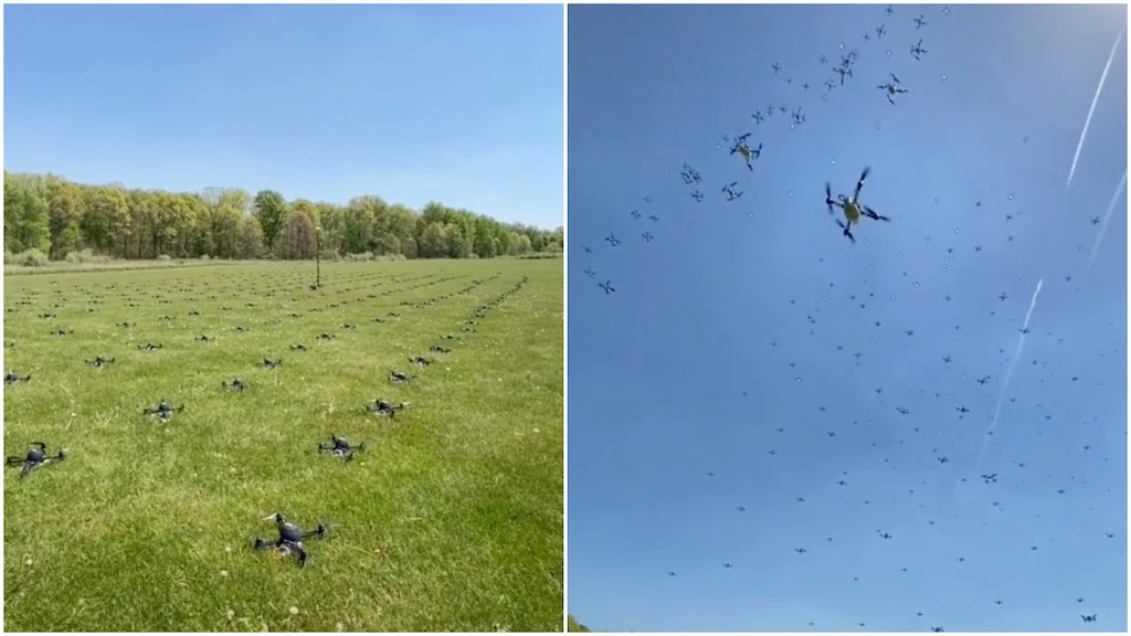 300 Drones Taking Off