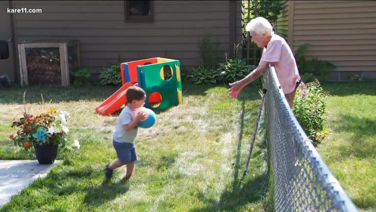 2 Year Old Boy 99 Year Old Neighbor Friends Through Fence