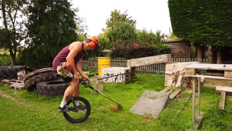 Weed Whacking While On Unicycle