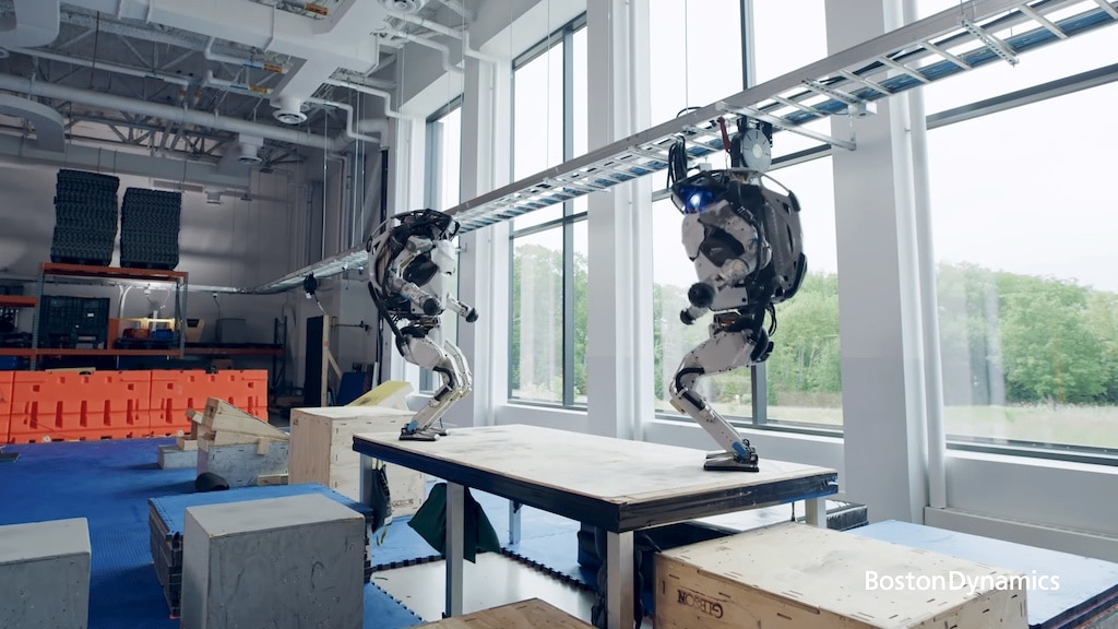 Boston Dynamics Atlas Pair Does Parkour