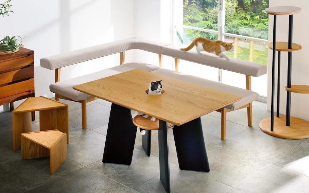 Cleverly Designed Table With a Hole in the Middle That Lets Your Cat ...