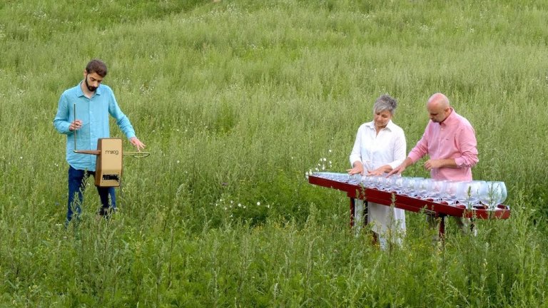 Howls Moving Castle Theme on Theremin and Glass Harp