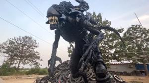 Human Size Alien King Made From 200 Recycled Tires