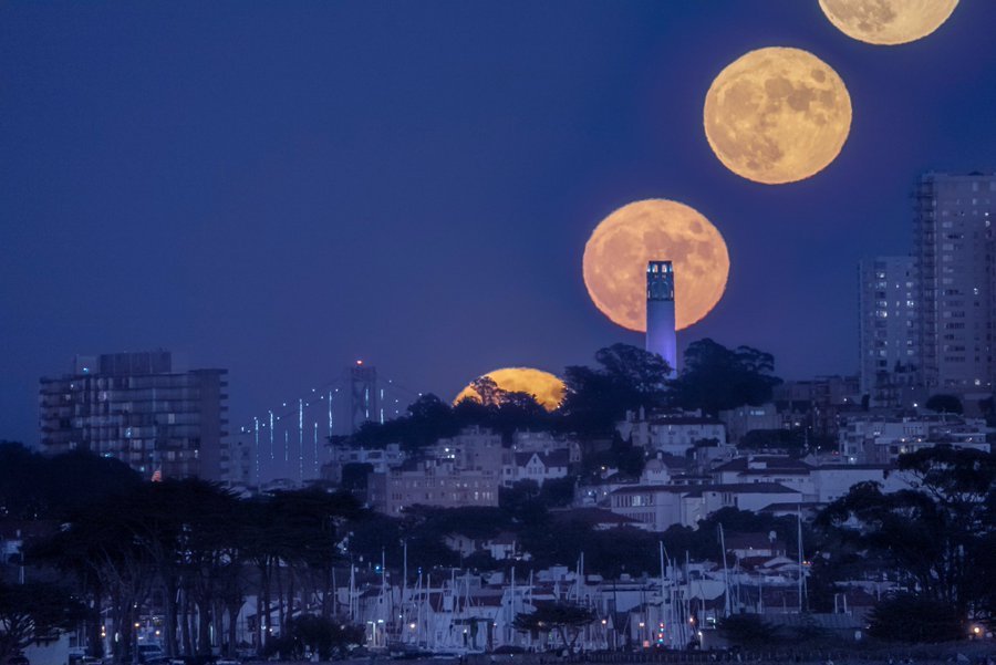 Full Moon Over Coit Tower in San Francisco