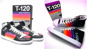 Leather and Canvas Sneakers T120 VHS Tape Design Leather and Canvas Sneakers T120 VHS Tape Design