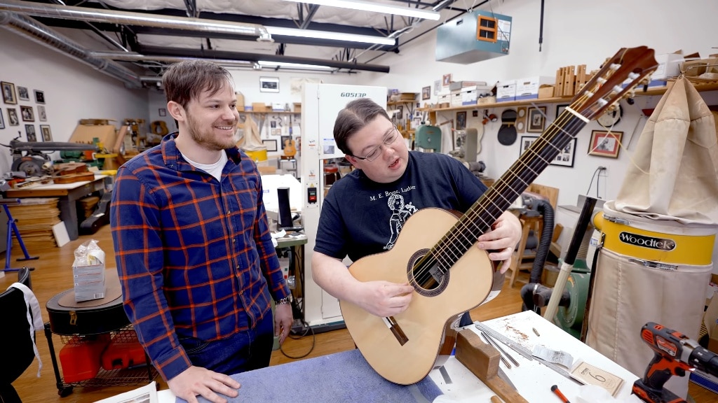 Renowned Luthier Teaches Musician Rob Scallon How to Build a Gorgeous Custom Classical Guitar