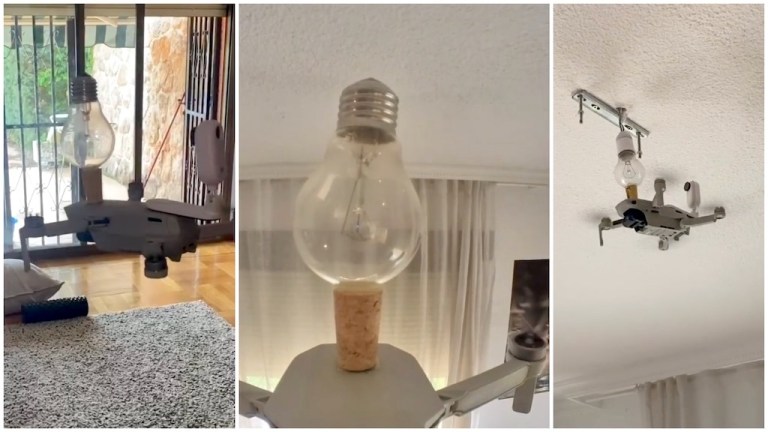 Drone Screws in Light Bulb