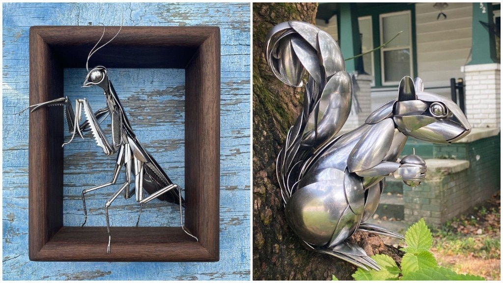 Shiny Insect and Animal Sculptures Made Out of Recycled Kitchen
