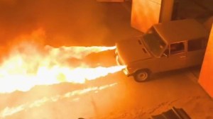 Lada With Flamethrowing Headlights