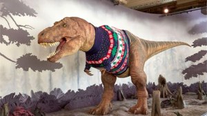T Rex in Dinosaur Christmas Sweater