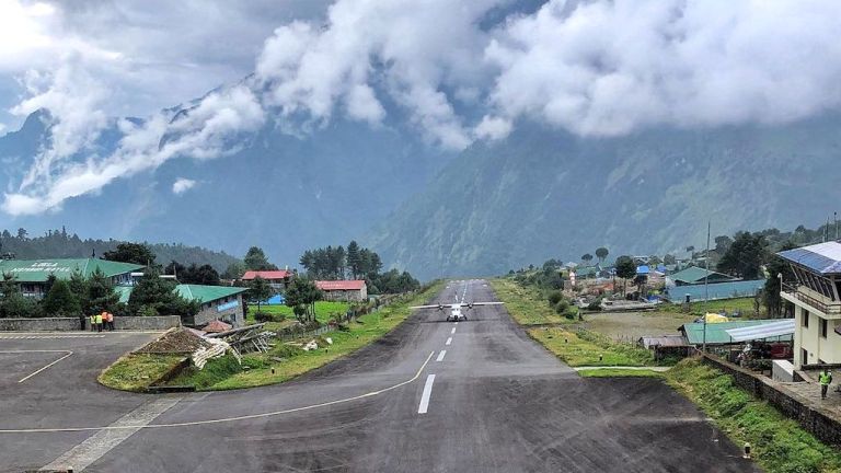 Landing at Lukla Airport in Nepal