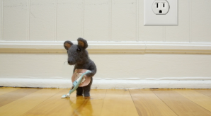 Tiny Mouse Vacuums Floor Stop Motion