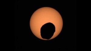 Solar Eclipse Over Mars Moon Phobos