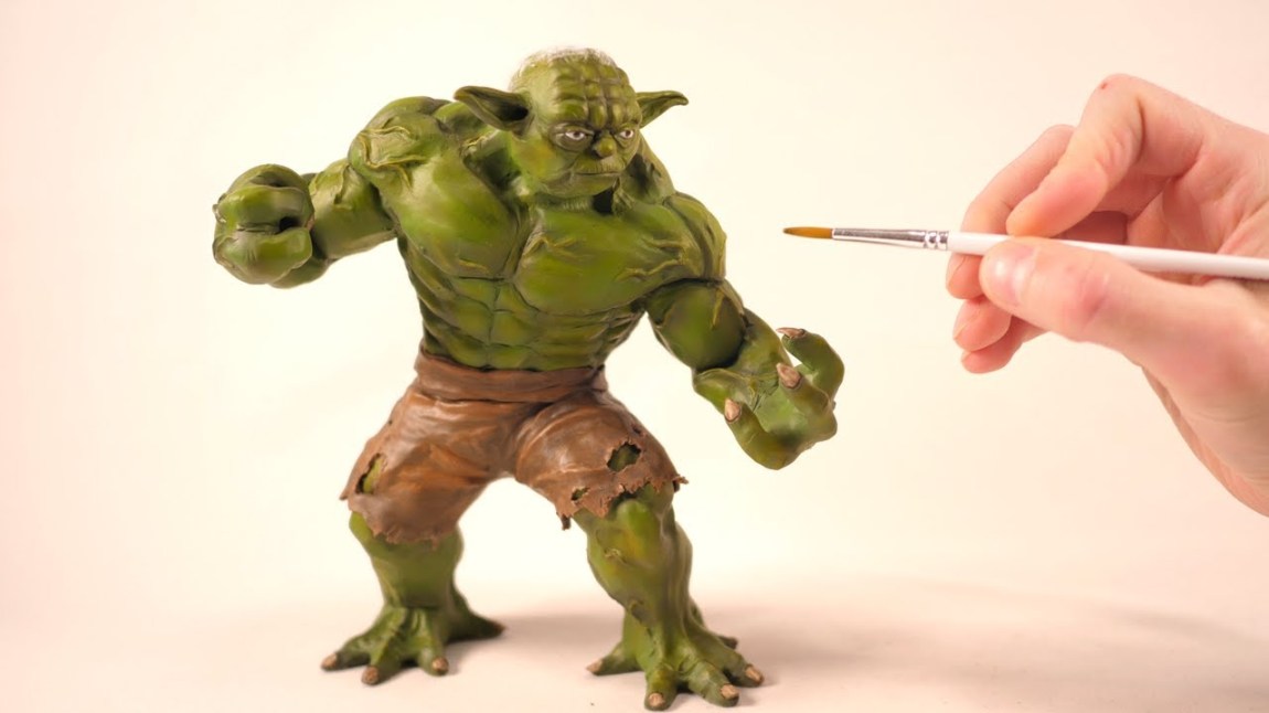 Hulk Yoda Clay Sculpture Mashup