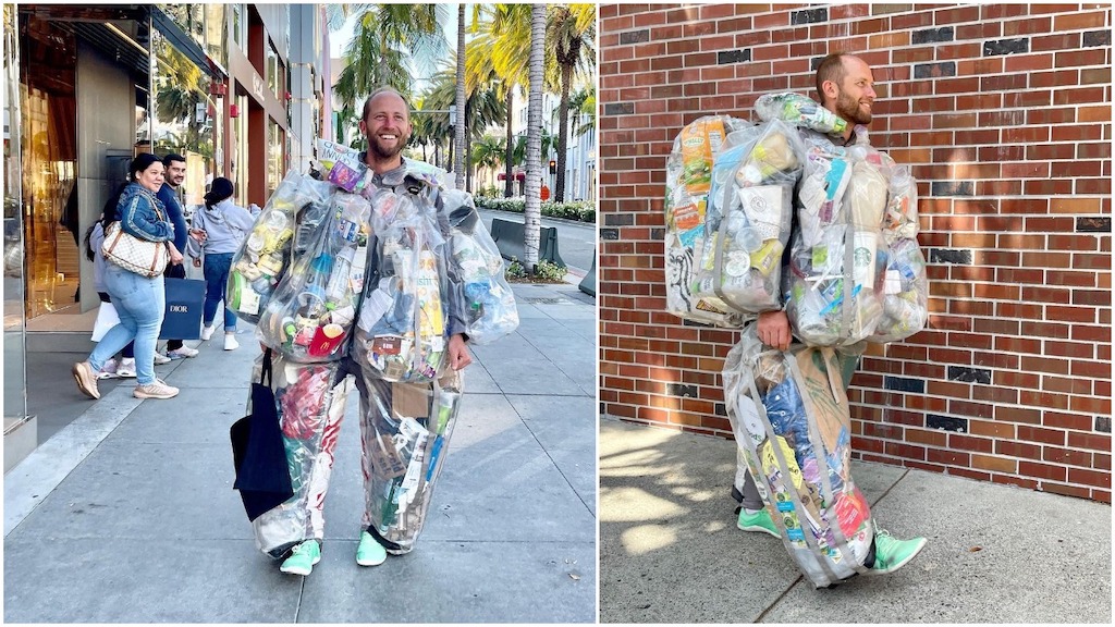 Man Wears One Month of Personal Trash