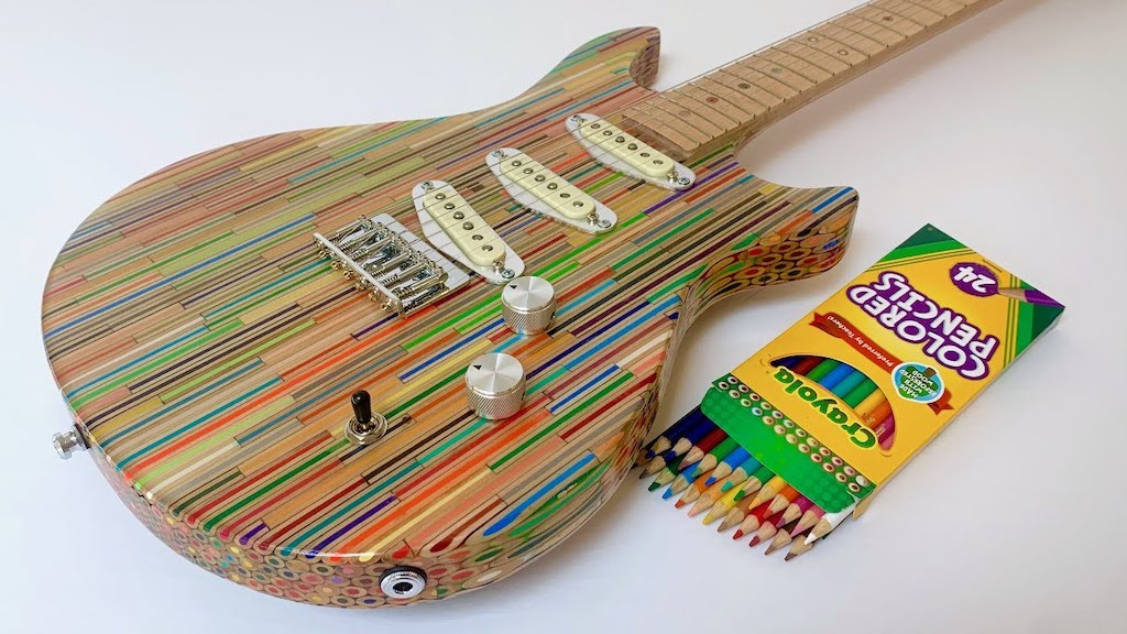 Neck Through Guitar 2000 Colored Pencils Burls Art