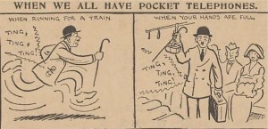 Inconvenience of Pocket Phones 1920s Cartoon