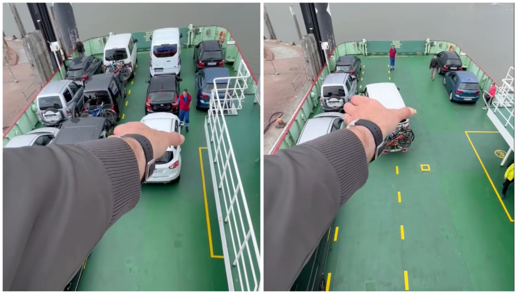 Loading Cars Onto Ferry By Hand