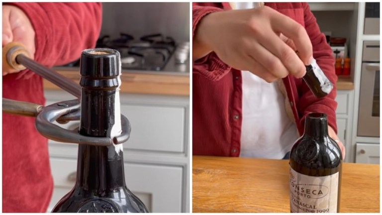 Opening Port Wine With Heated Tongs