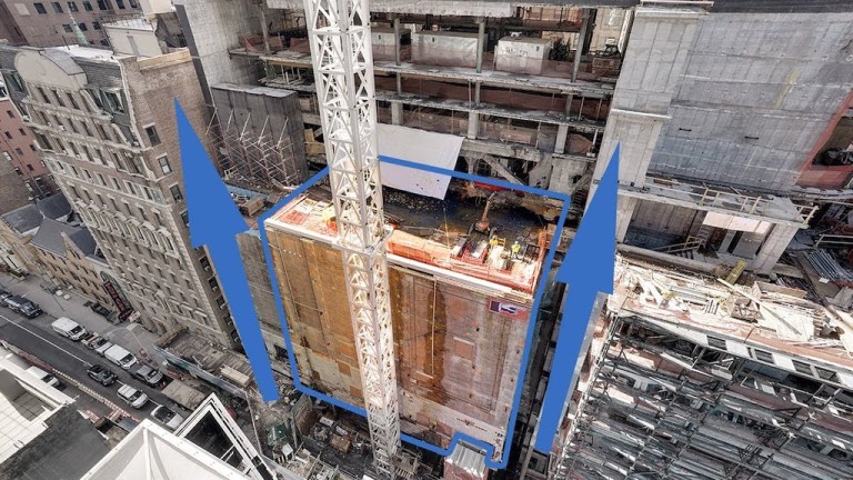 Palace Theater NYC Lifted 30 Feet Into Air