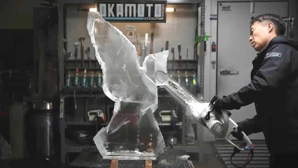 Carving An Intricate Ice Sculpture