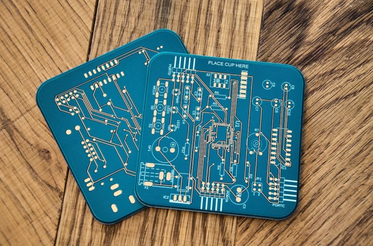 Printed Circuit Coasters Blue