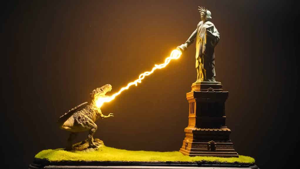 Statue of Liberty vs Tyrannosaurus Rex