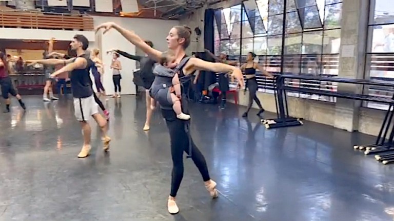 New Mom Dances Ballet With Baby