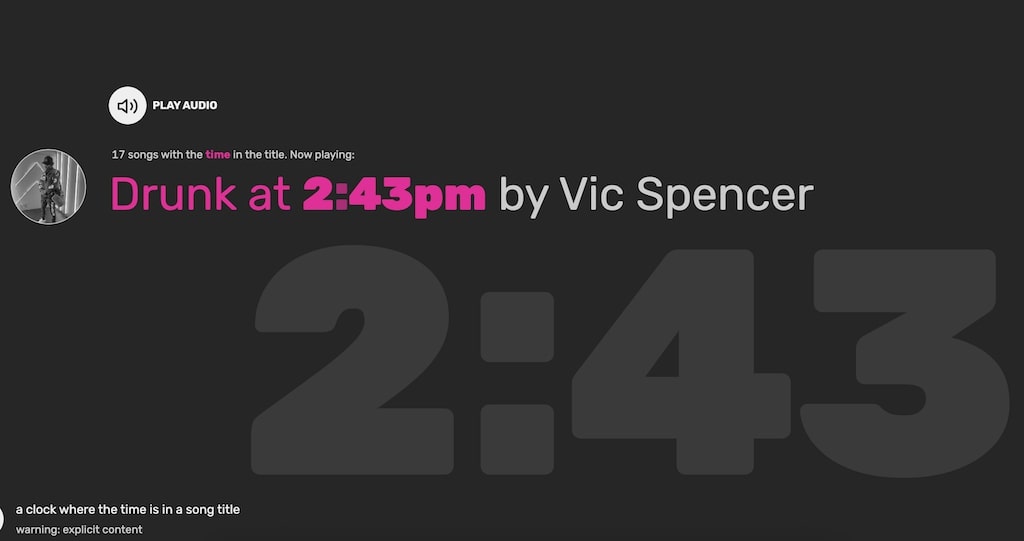 An Online Clock That Plays Song With the Time in Title