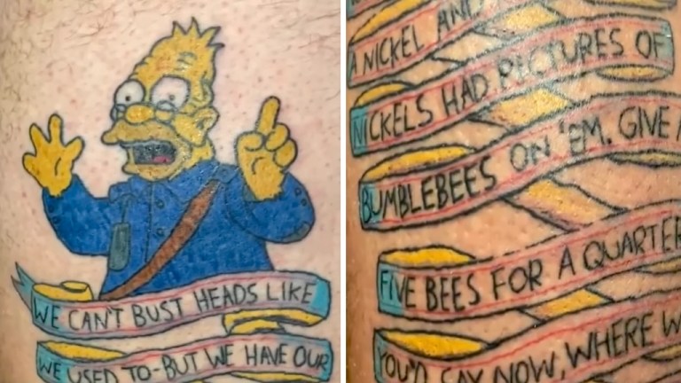 Grampa Simpson Onion Story Tattoo