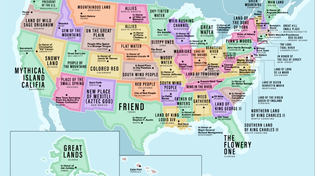 The Literal Meaning of State and City Names in the United States