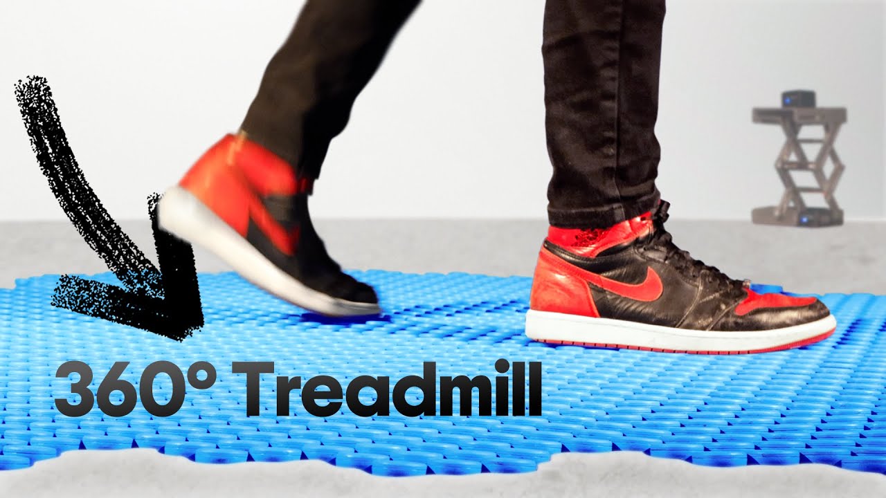 Marques Brownlee Walks on an Amazing 360° HoloTile Infinite Treadmill Floor by Disney Imagineering