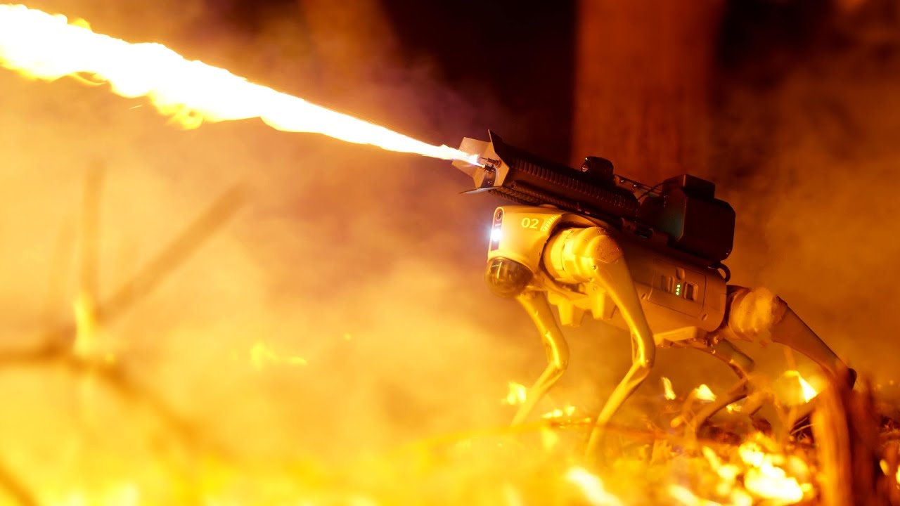Robotic Quadruped Dog Equipped With a Flamethrower